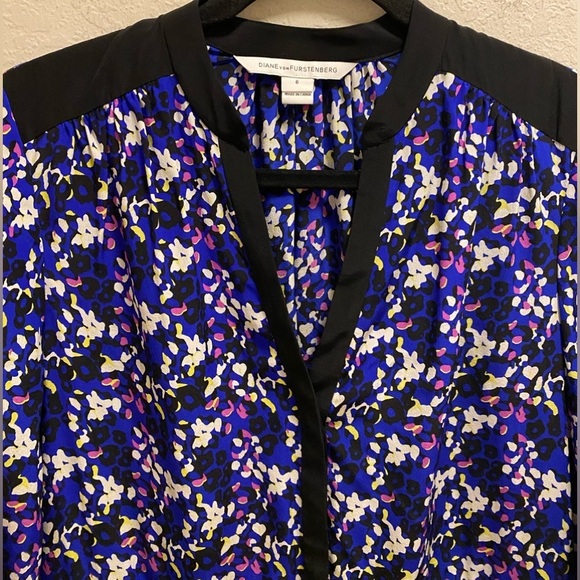 Diane Von Furstenberg Silk Animal Print Multicolor Mini Dress Size 6 - Picture 2 of 12